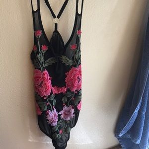 Floral See through body suit